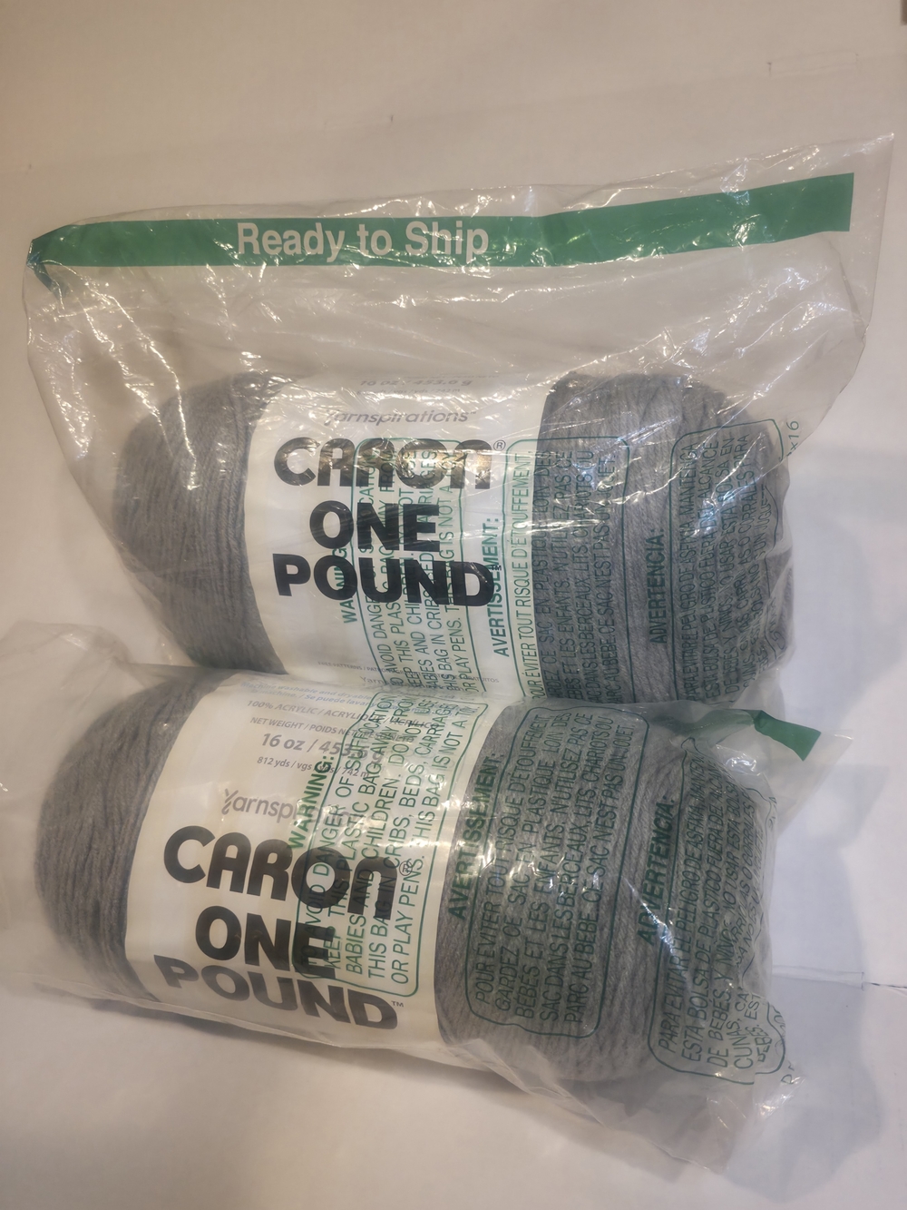 Carbon One Pound Yarn Skeins - Medium Gray Duo